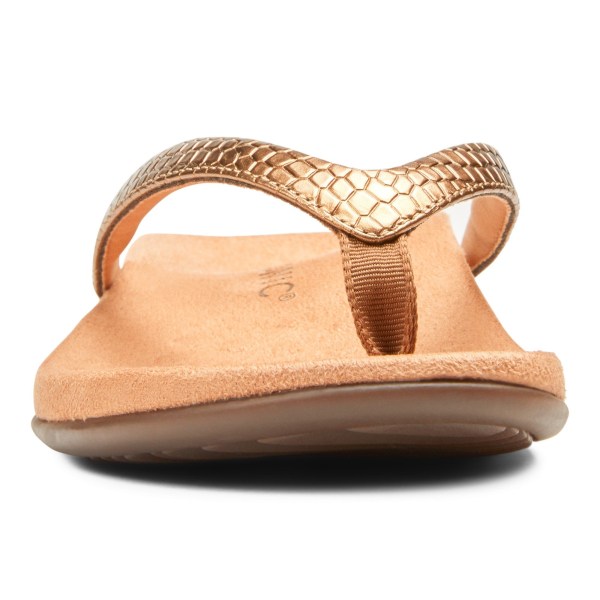 Vionic Sandals Ireland - Dillon Toe Post Sandal Copper Snake - Womens Shoes Online | JMUQF-6197